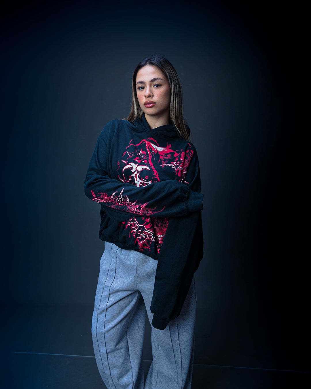 HOODIE BLOOD SKULL RED